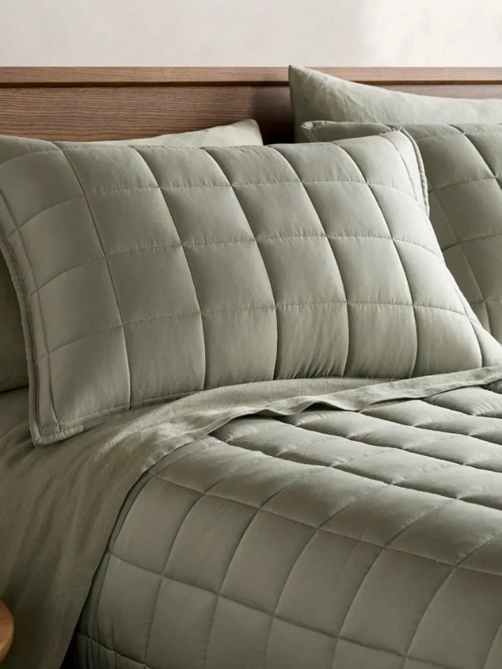 NWOT QUINCE Organic Bamboo Box Quilt Sage Queen